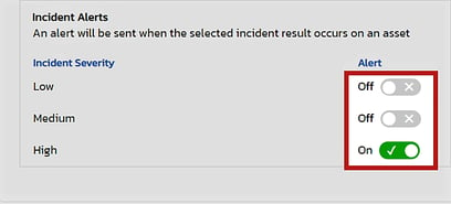 siera incident alert settings